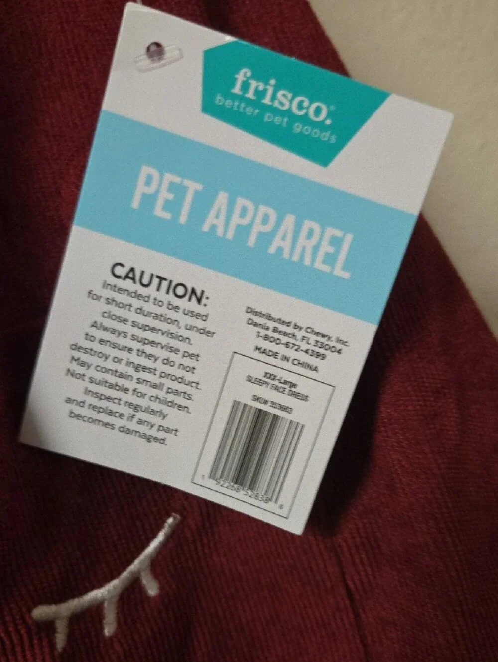 Red Corduroy Dog Dress with Bear Motif - Pets Dog